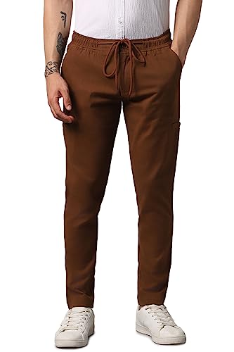 Image of Hubberholme Men's Tapered Fit Cotton Trousers, Ankle Length Elastic & Drawstring Waist Chinos