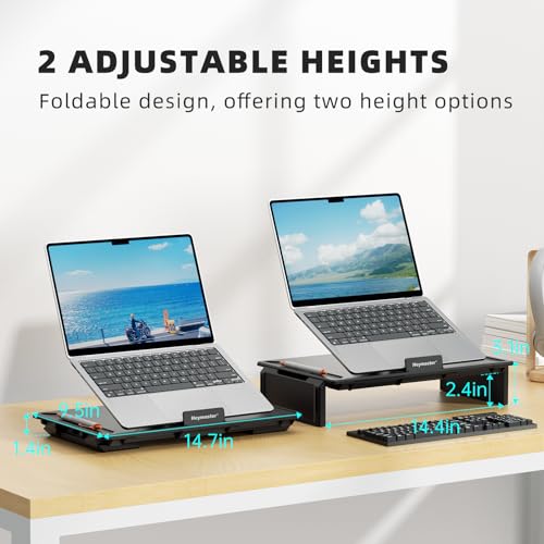 Heymaster Ergonomic Monitor Stand Riser, Laptop Stand Foldable Muti-Angle Adjustable Portable Foldable Stand with Heat-Vent Compatible with MacBook, Air, Pro, Surface Laptop (9-17 inches) (Black) by Heymaster - Used condition - Image 5