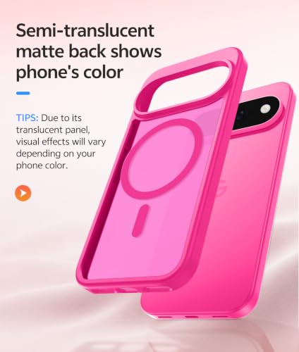 Image of FNTCASE for Google Pixel 11 Pro Case / Pixel 11 Case, with Screen Protector | Fit for Magsafe, Translucent Matte, 14FT Military Grade Drop Protection, Shockproof Protective Phone Cover, Hot Pink