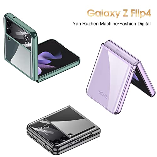 FTRONGRT Capa para Samsung Galaxy Z Flip 4, capa rígida transparente PC + película de tela traseira