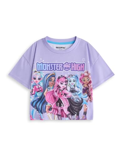 Monster High Girls 3 Piece Pajama Set | Kids Purple All Over Print Long Leg Bottoms & Night Top with Scrunchie Bobble4