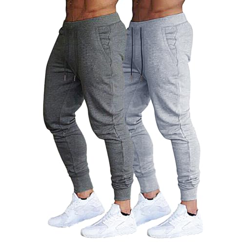 BUXKR Men's Slim Joggers Workout Pants for Gym Running and Bodybuilding Athletic Bottom Sweatpants with Deep Pockets