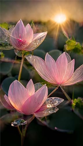 Broderie Diamant Kit Complet pour Créer un Tableau Lotus Rose Relaxant dans Votre Salon