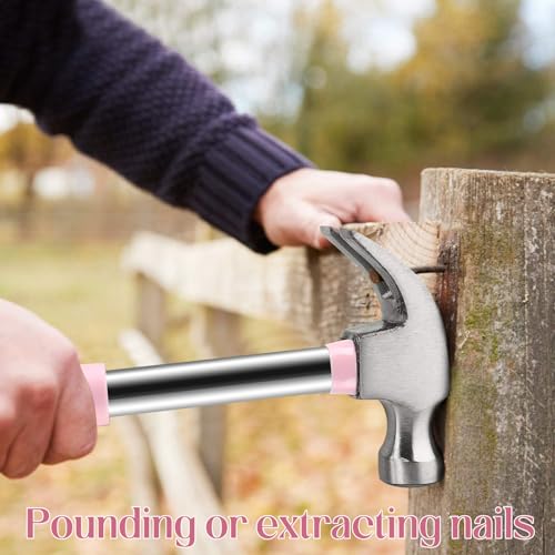 LOZAGU 8oz Hammer, 2-Piece Small Claw Hammer & Rubber Mallet Hammer Mini Hammer Set(Pink) - Image 6