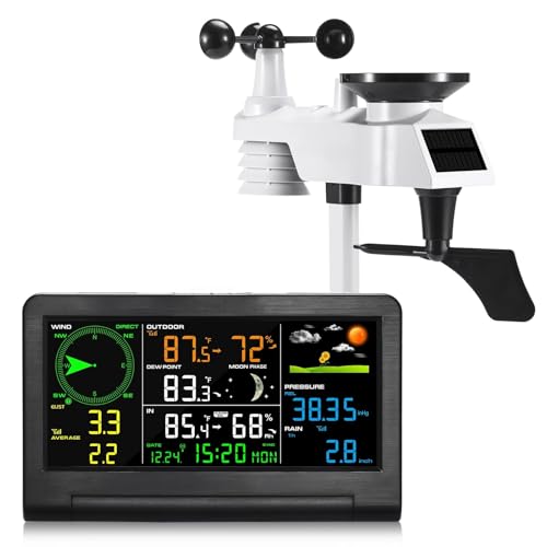 9-in-1-Funkwetterstation mit Regenmesser, Windgeschwindigkeit und...
