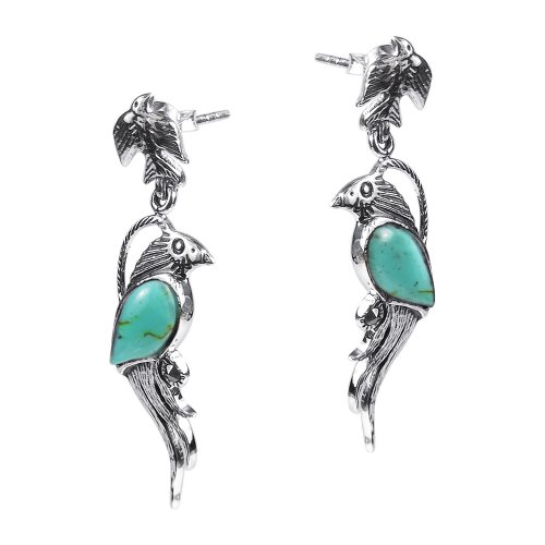 AeraVida Mythical Phoenix Bird Simulated Turquoise Wing .925 Sterling Silver Stud Earrings, Earrings for Women, Sterling Silver Stud Earrings, Earrings Jewelry Gifts - Image 4