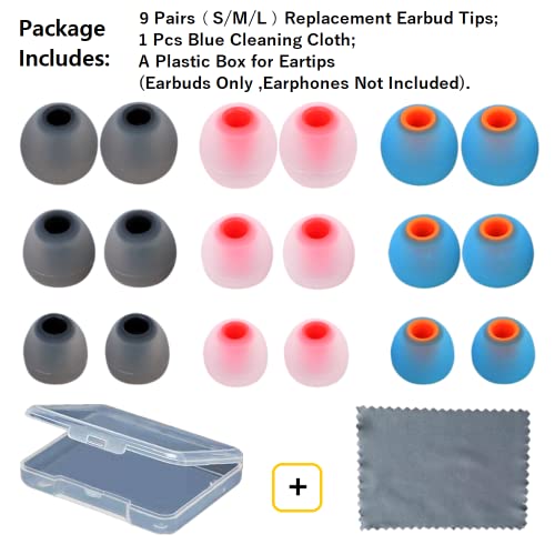Image of Silicone Earbud Tips Earbuds Replacement Ear Tips Gels Bud for Popular in-Ear Headphones Other Inner Hole from 3.8mm - 5.1mm Earphones 9 Pairs S /M /L