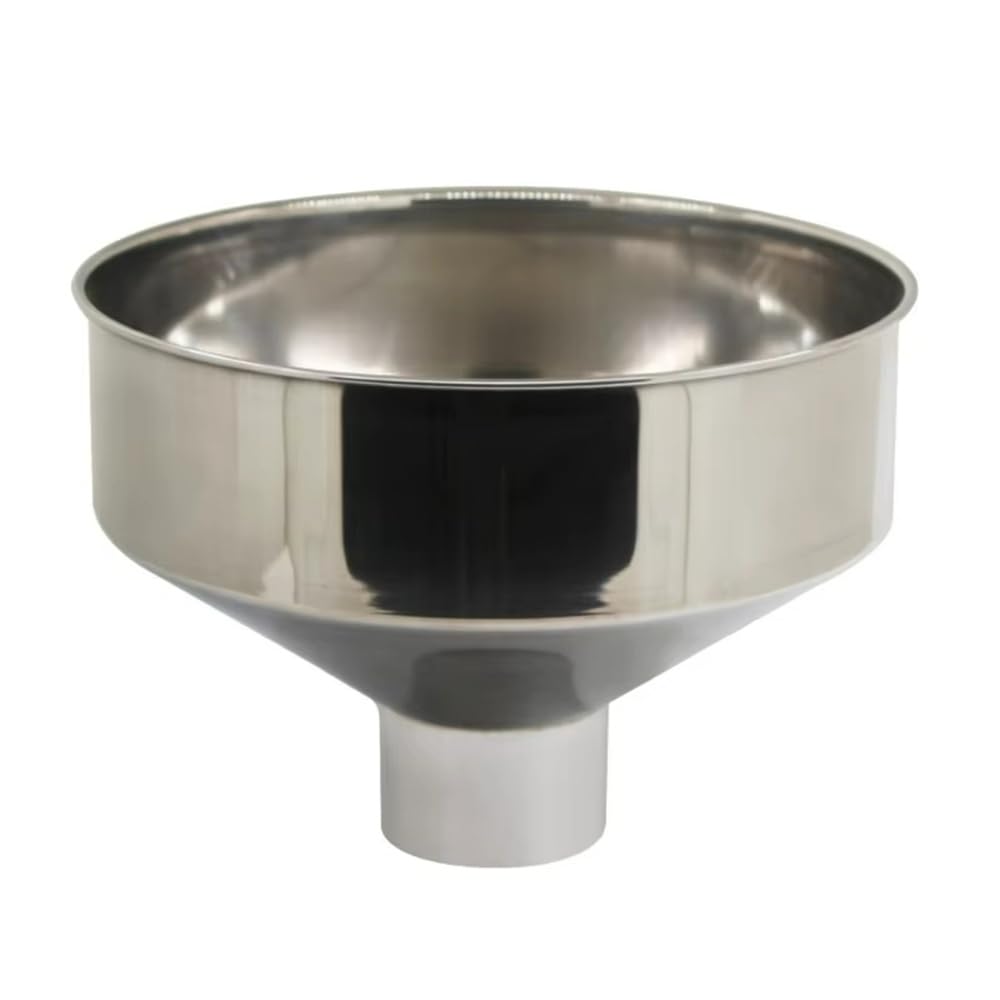 Embudo de acero inoxidable for llenado líquidos industriales, boca ancha, for cerveza y mantequilla, con filtro, diámetro 24/28 cm (282 mm)(250mm)