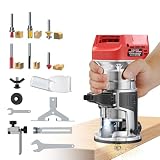 Cordless Router Tool Compatible with Milwaukee Battery(Tool Only), 800W Brushless Wood Router, 6-Speed, LED Light, Depth Adjustment, Edge & Roller Guide, Router Bits Included