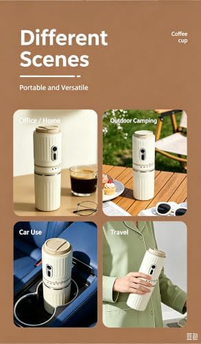 Portable Coffee Maker with Grinder, 12V Car Travel Espresso|white - 3