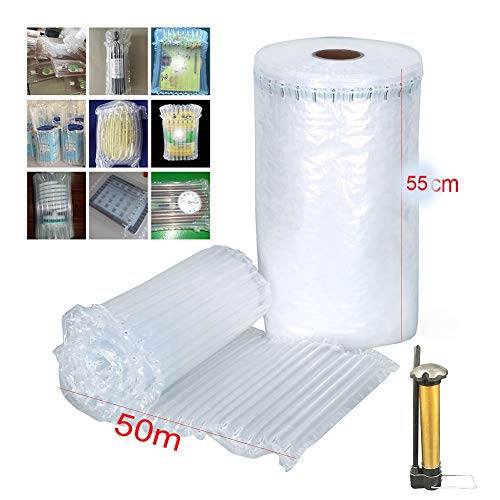 ycnsb Hoja De Envoltura Columna Protector Inflable Llena De Aire con Bomba Gratuita, Envoltura De Bolsa Protectora Botella, Bolsas De Material Embalaje De Viaje En Movimiento 55cmx50m