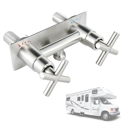GUOYINDONG All Metal RV Shower Faucet Valve, 4" Camper Shower Faucet Valve Diverter, Replacement for RV Camper Indoor and Outdoor Shower Faucets, Brushed Nickel