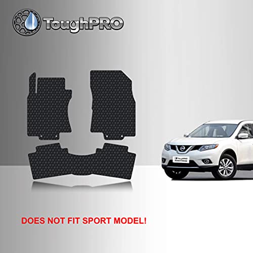 TOUGHPRO Floor Mats Accessories Set (Front Row + 2nd Row) Compatible with Nissan Rogue All Weather Heavy Duty (Made in USA) Black Rubber 2014 2015 2016 2017 2018 2019 2020