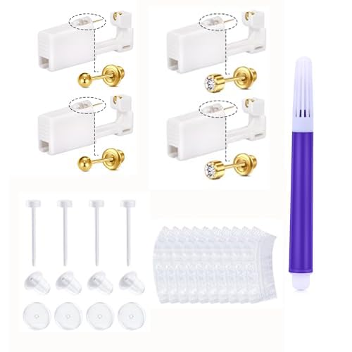 QWALIT Gold Ear Piercing Kit Gold Ear Piercing Gun Kit Disposable Self Piercing Earring Gun with Earring Piercing Kits at Home