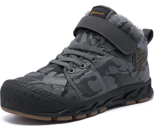 ANEFUN Boys Girls Snow Boots Winter Slip On Warm Fur Lined Shoes Lightweight Water-Resistant Cold Weather Boot (Little Kid/Big Kid)