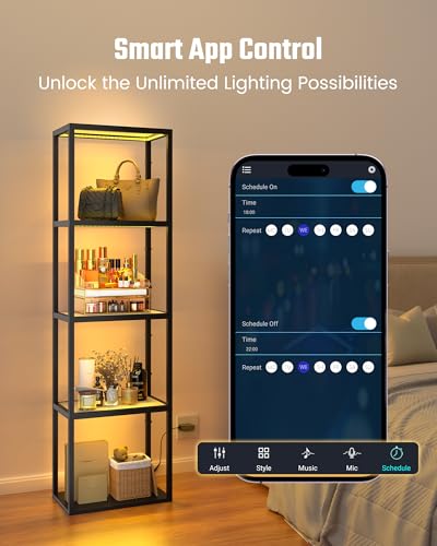 SUPERDANNY Display Cabinet with RGB Light, Remote/App Control, Dimmable LED - image 4