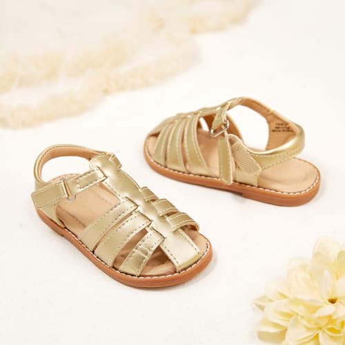 Image of Flaryzone Girls Sandals Closed Toe Summer Flats Dress Sandals Shoes Toddler /Little Kid
