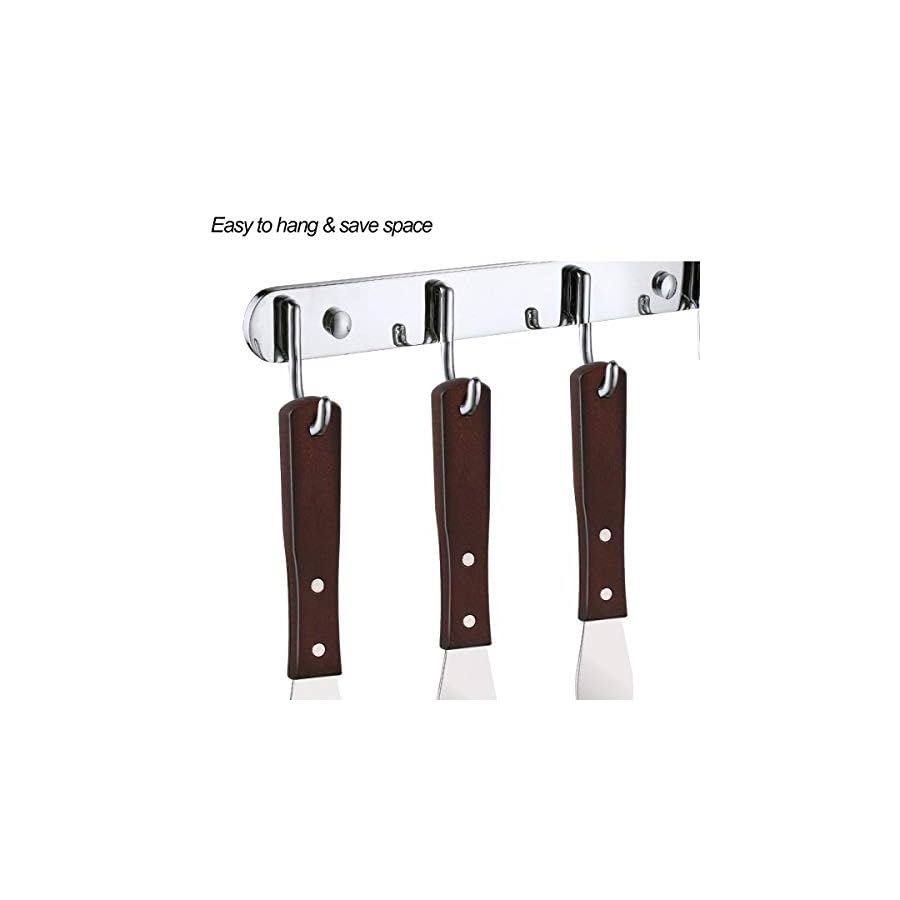 PUCKWAY 4PCS Cake Decorating Icing Spatula set with 4, 6, 8 & 10 Inch Stainless Steel Blade, Wood Handle Frosting Spatulas and Cake Stripping Tool (Straight Spatulas 4, 6, 8 & 10 Inch)