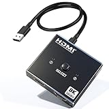 8K HDMI Switch 2.1 Splitter, HDMI Splitter 8K@60Hz 4K@120Hz, HDMI Switch 2 in 1 Out / 1 in 2 Out, Verteiler unterstützt 48Gbps 3D HDCP 2.3 für PS5/4 Fire Stick/Xbox/HDTV Blu-ray-Playern und Laptops