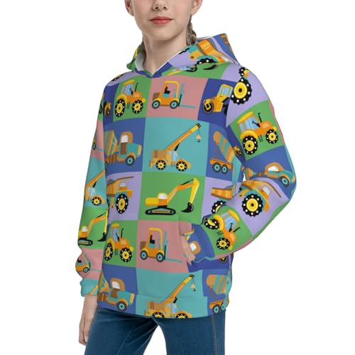 Construction Machinery Kid Hoodies Boys Sweatshirts Girls Pullover with Pocket2