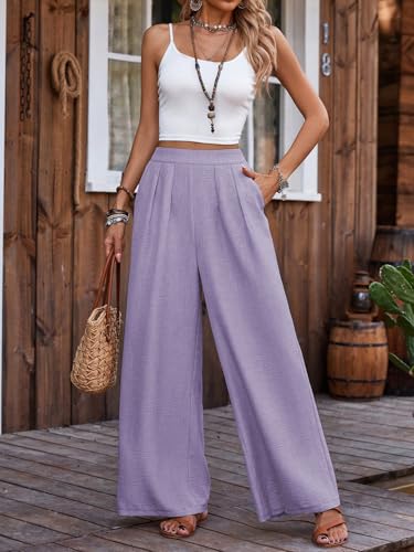 Image of TOPLOT Trouser for Women | Loose Fit High-Waist Korean Pants | Palazzo Pants with Pleated Front | Formal Relaxed Fit Casual Travel, Office & Lounge Wear Pant (5254)