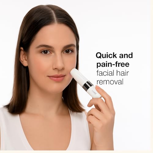 Image of Mini Facial Hair Remover for Face, Portable Electric Shaver /Razor, Hair Removal for Women, Dermaplaning Tool, Trimmer for Upper Lips, Chin, Cheeks, Peach