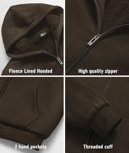 Image of SCODI Hoodies for Men Heavyweight Fleece Sweatshirt - Full Zip Up Thick Sherpa Lined Hooded Sweatshirts