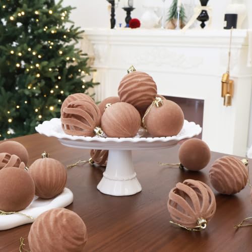 Image of 4In Velvet Ornaments for Christmas Tree,9Pcs Large Christmas Ornament Set