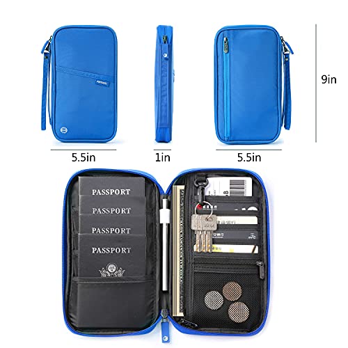 Image of VanFn RFID Travel Passport Wallet, Family Passport Holder, Trip Document Organizer P.Travel Series (Nylon - Blue)