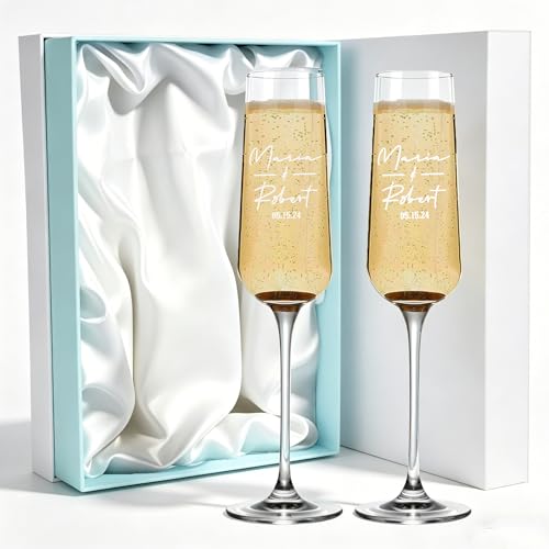 Personalized Wedding Champagne Flutes, Set of...