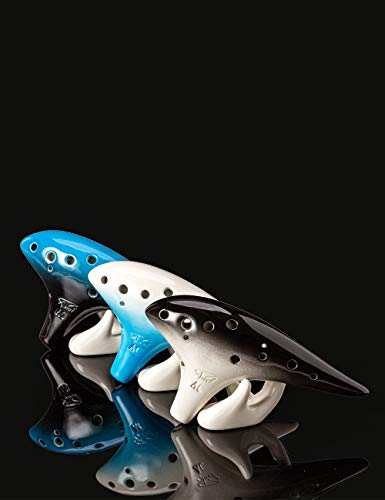 Image of aa‚¬A inchOcean Notesaa‚¬A 12 Hole Sweet Potato Ocarina Graceful Shape Pottery Ocarina in Alto C (Blue & Black)