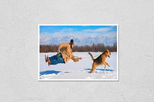 Poster Reproduction of Naughty dog knocked pulls the master off