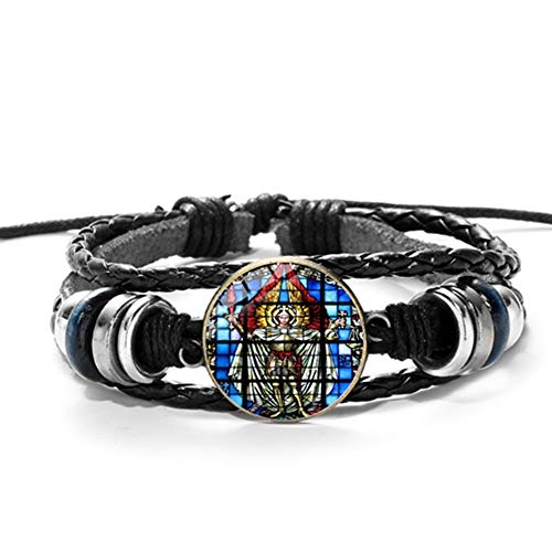 TUDUDU Arcángel Pulsera De Cuero Protégenos Santo Escudo Protección Justicia Encanto Pulsera...