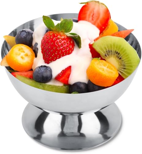 Hominas Coupe à Glace, Coupe à Crème De Yaourt Bols à Dessert Verre à Champagne En Acier Inoxydable pour Pouding Aux Fruits Bonbons, 6,2 Cm