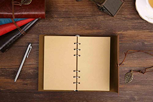 Vinrage Retro Loose Leaf Notebook Soft Leather Notebook Executive Composition Notebook Refillable Writing Notepad Diary Travel Journal Fortaking Notes Journaling Drawing For Work School #TOP6