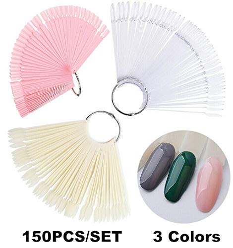 3 x 50 Mostrar anillo de arte de uñas Pulidor de ventilador de rueda Tabla de colores de práctica Herramienta de entrenamiento para principiantes modelo Tip Guide Guide