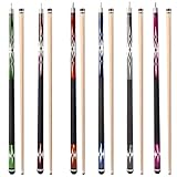 GSE Games & Sports Expert 58' 2-Piece Canadian Maple Hardwood Billiard Pool Cue Sticks for Men/Women, Set of 6 Pool Cues Sticks for House or Commercial/Bar Use (Weight 18/19/20/21 Oz Each)