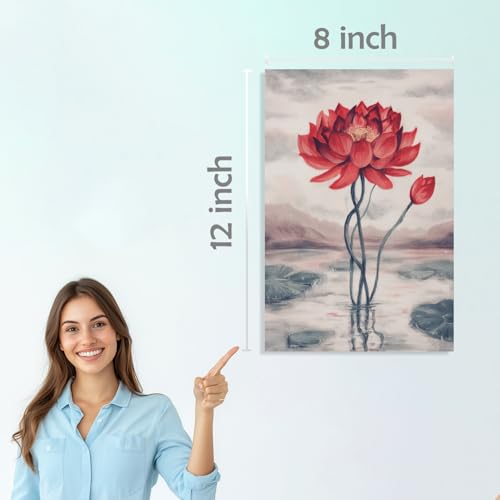 Image of SiddArtify Lotus Flower Wall Art Prints Set - Botanical Poster Decor for Living Room Bedroom Office - 8x12 inch Board Pack of 6