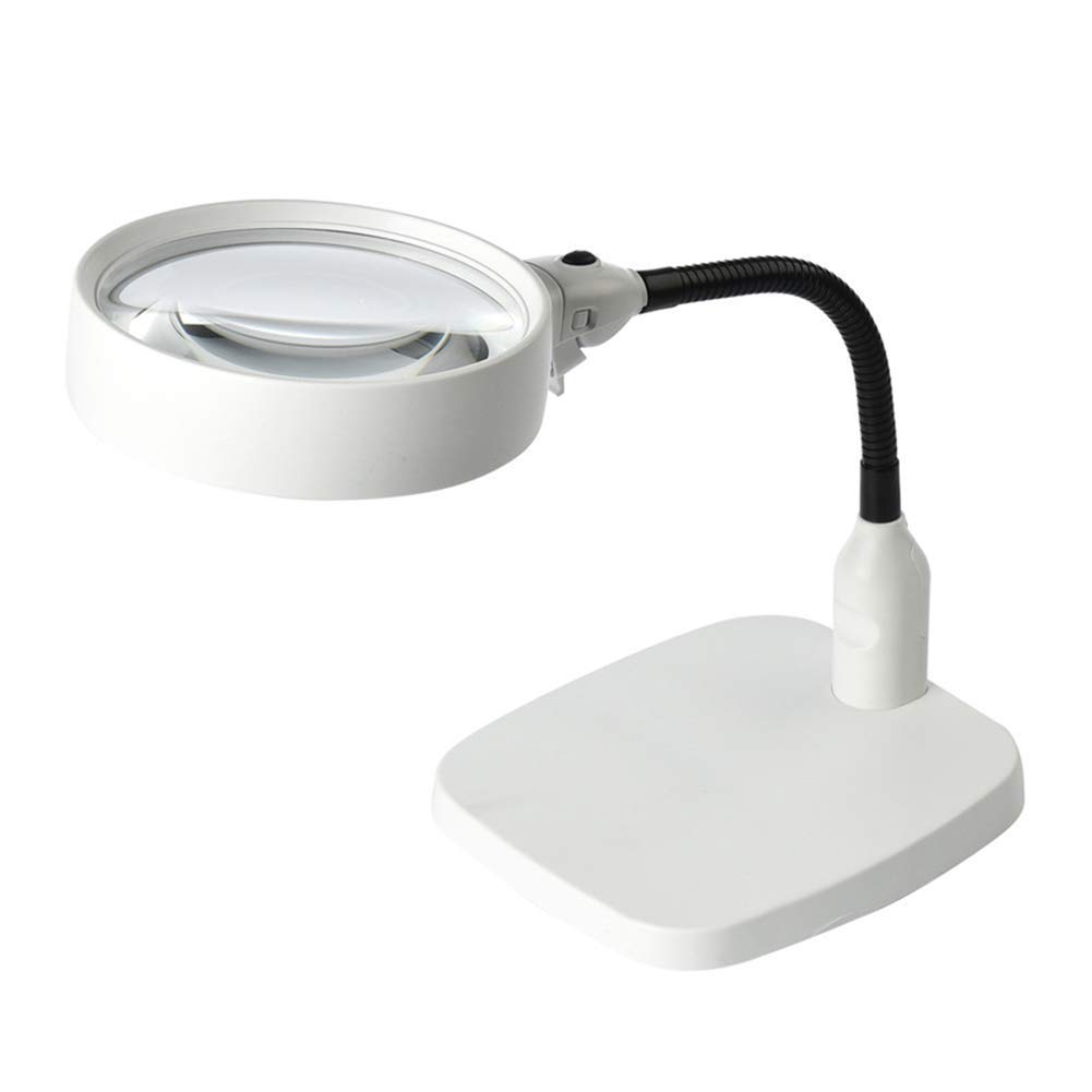 szkło powiększające, 10-krotna lampa powiększająca LED Biurko 6 Lupa LED z jasnymi światłami LED w świetle dziennym i elastyczną gęsią szyją do czytania, pracy, hobby, lutowania i rzemiosła, biała To