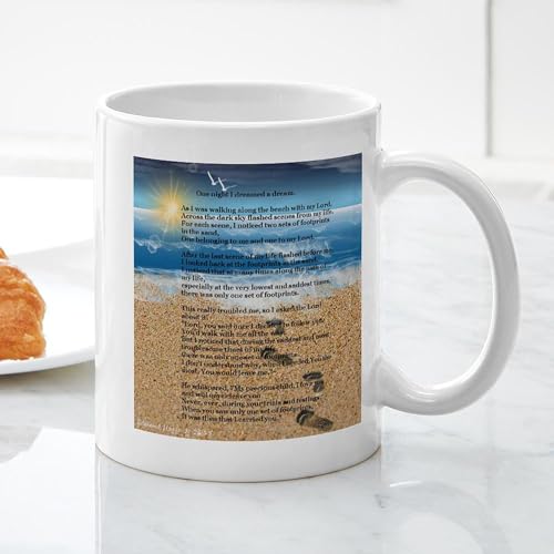 Taza de cerámica 11 oz Footprints In The Sand miniatura 3