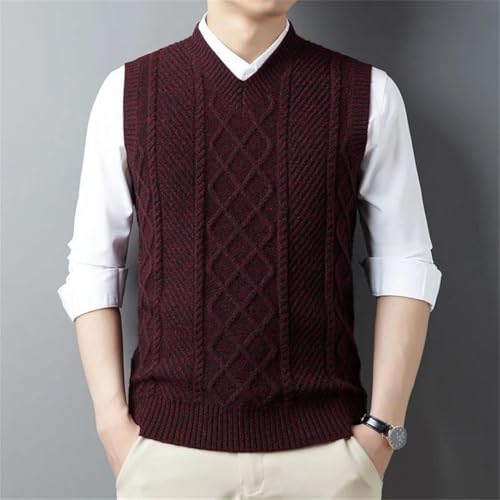 Men's Textured Sweater Vest Thickened Warm Knitted Vest2