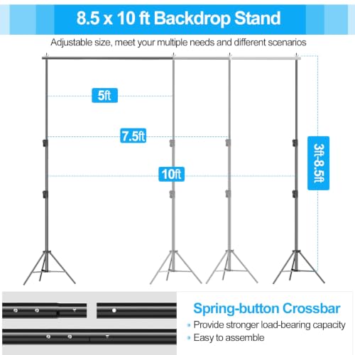 Image of EMART 10x8.5Ft Heavy Duty Backdrop Stand Adjustable Banner Stand for Photo