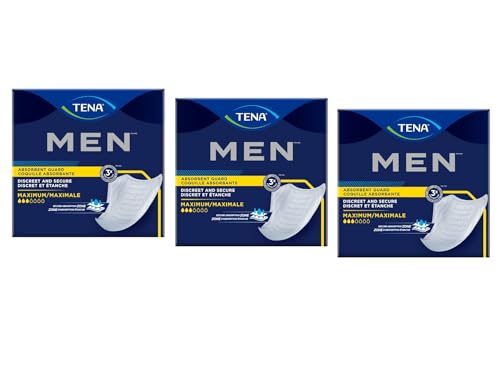 Image of TENA Men Maximum Guard Incontinence Pad for Men, Maximum Absorbency, (60 Total - 3 Packs) | Disposable, Maximum Bladder Control Pad for Adults, Dry-Fast Core, Leakage Protection, Odor Control