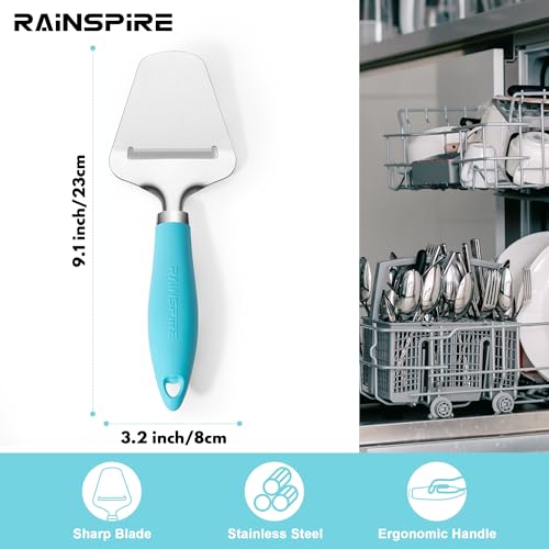 Image of Rainspire Upgraded Non-Stick Cheese Slicers for Block Cheese Multi-Functional Cheese Cutter for Mozzarella, Cheddar, Gruyere Charcuterie Accessories Dishwasher Safe Kitchen Tools, Blue
