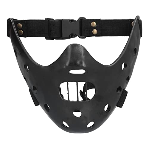 Máscara de Cordero Hannibal Lecter de Halloween, diseño de Forma única de Resina Ajustable con rigidez Negra, atrae la atención La máscara de Cosplay del Asesino de Media.