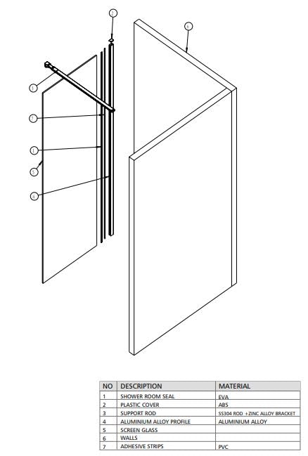 IMEX Mampara Fija de Ducha - SCREEN PRO Panel de Ducha con Vidrio Templado, Perfil de Aluminio, Barra de Soporte y Sellado EVA, Instalación de Pared, Diseño Moderno. (ORO CEPILLADO, 100 CM)