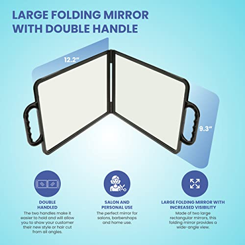 Large Folding Mirror With Double Handle - Rectangular Folded Handheld Mirror With Handles - Haircut Mirror - Salon Mirror #TOP1