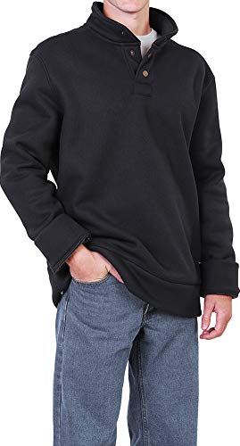 Woodland Supply Co. Men's Heavyweight High Collar Sherpa Lined Thermal Pullover Henley (X-Large, Navy)