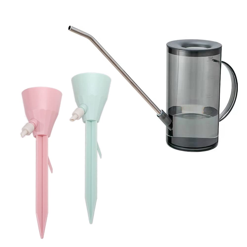 Elegant Long Spout Indoor Plant Watering Can with 2 Self Drip Kits 1L