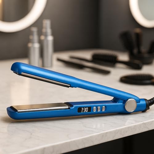 Chapinha Profissional Íon Digital Bivolt Automático | Placas de Cerâmica 1,25″ com LED Ajustável – Alisamento Rápido, Sem Frizz & Brilho Intenso – Azul Premium - 1
